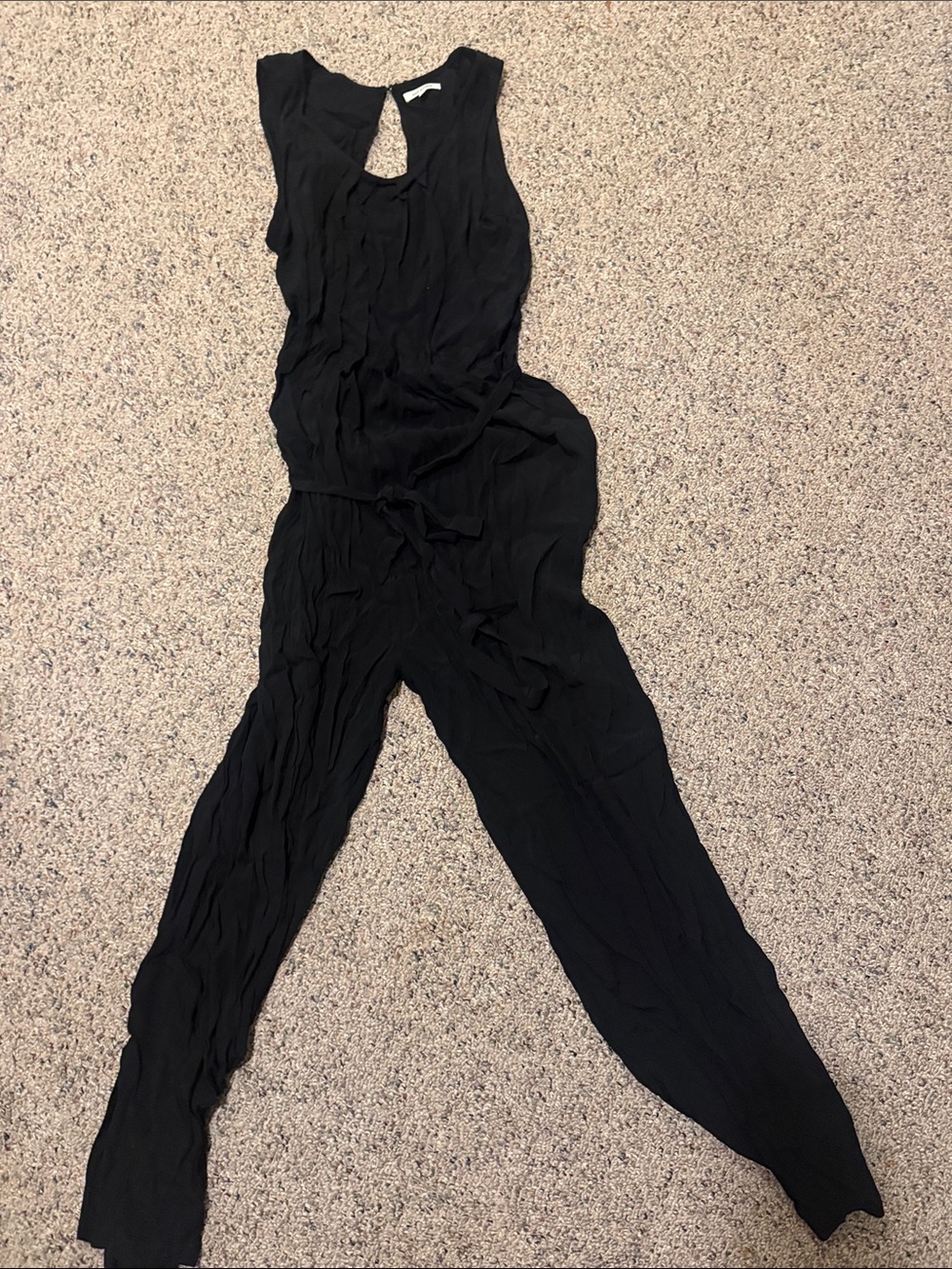Max Studio Black Sleeveless Tie-Waist Jumpsuit